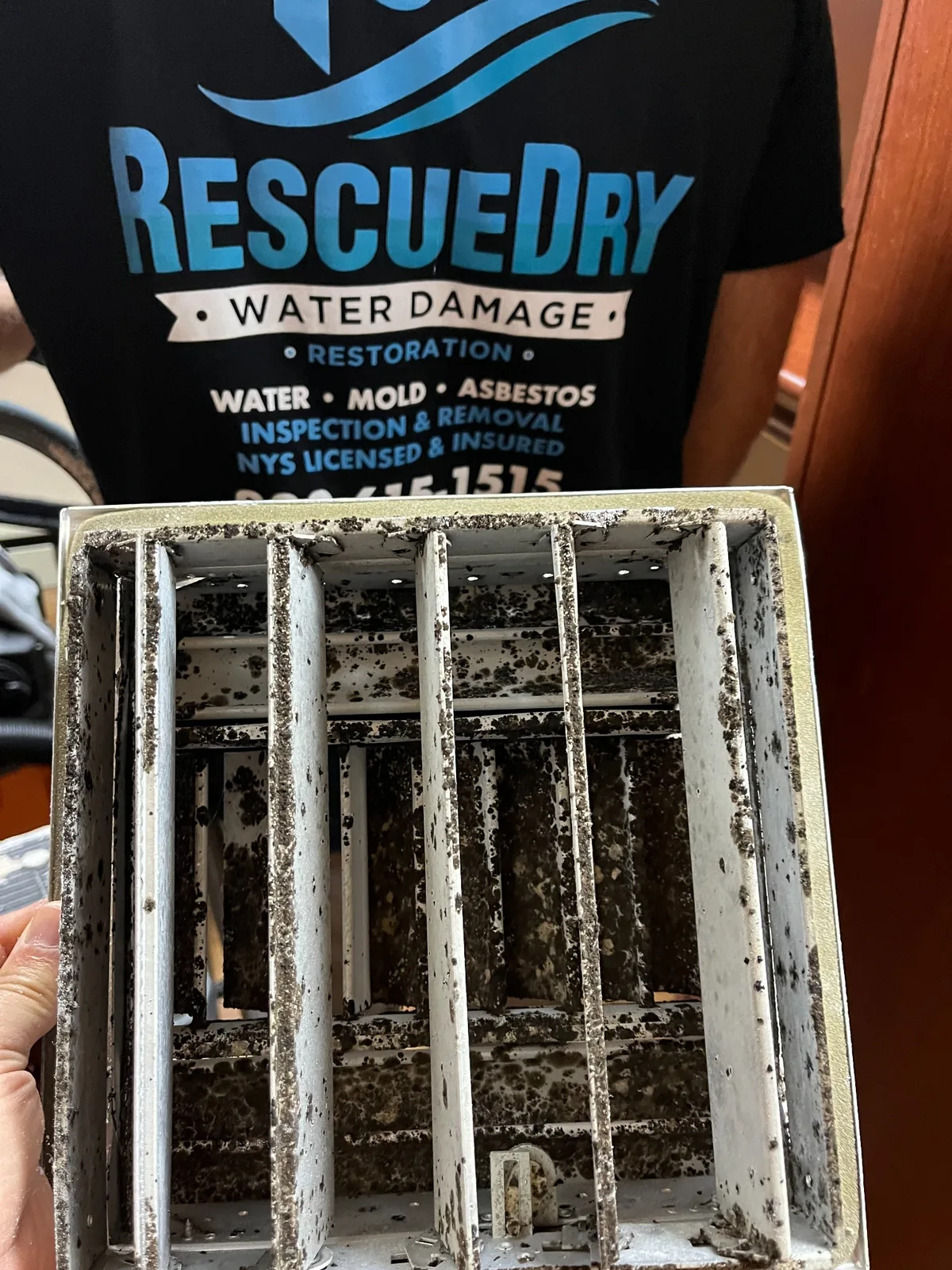 RescueDry NYS mold inspector discovered mold in ac duct during a mold inspection